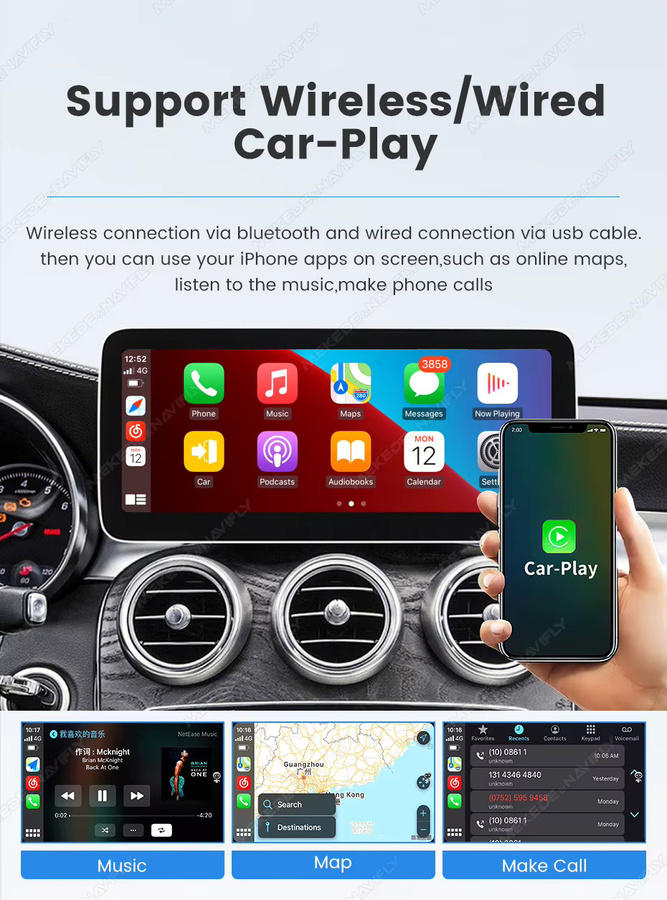 MEKEDE Autoradio mit 8,8 Zoll Touchscreen für Audi Q5 2010-2017, Linux-System Multimedia-Player mit Bluetooth, Wireless Carplay und Android Auto, Schwarz - Bild 6