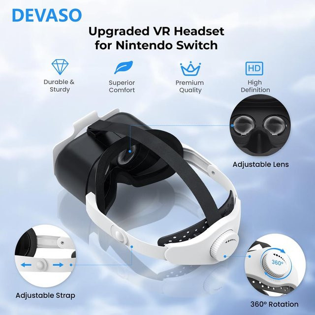 DEVASO 3D HD VR-Brille Upgrade 3.0 als Zubehör für Nintendo Switch und Nintendo Switch OLED mit verstellbarem Kopfband - Bild 1