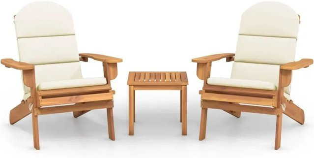 vidaXL 3-teiliges Garten-Lounge-Set Adirondack aus Akazien-Massivholz in Cremeweiß - Bild 1