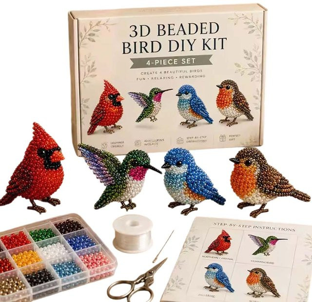 UDOCOOL 3D Perlen-Tier-Bastelset, DIY Handgemachte Mini-Vögel Haustiere Insekten, Bunt / Mehrfarbig - Bild 1