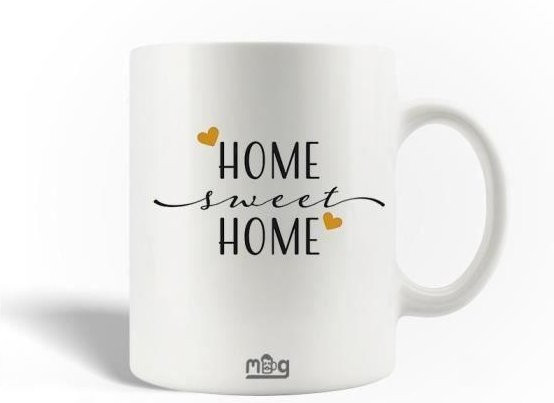 Keramiktasse MANIACASE mit Home Sweet Home Zitat, Weiß, 300 ml, spülmaschinenfest und mikrowellengeeignet - Bild 1