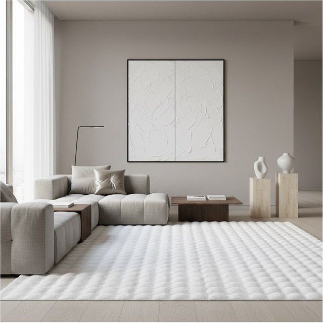 Waschbarer Hochflor-Teppich Kadima Design in Weiß, einfarbig, B: 200 cm, T: 290 cm - Bild 1