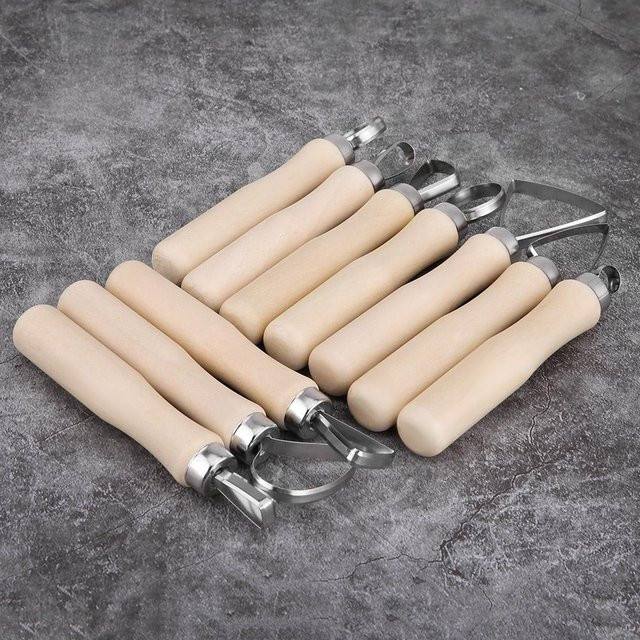 Igeteck JR2-10 Tonmodellierwerkzeugset aus Holz, 10 Stück DIY Wachsschnitzen und Töpferwerkzeuge, grau - Bild 1