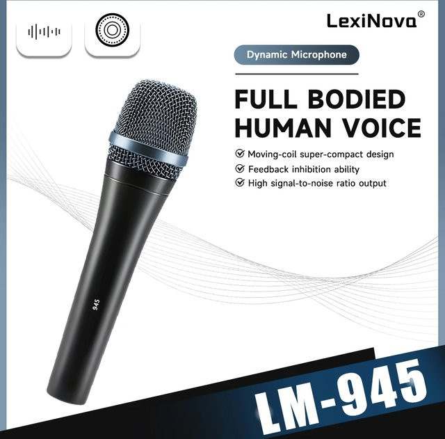 LexiNova LM-945 Dynamisches Kabelmikrofon in Schwarz mit Hypernierencharakteristik für professionellen Live-Gesang - Bild 1