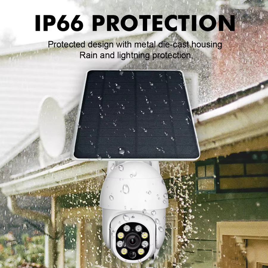 REHENT Solar WiFi Überwachungskamera mit 3MP Auflösung, PTZ Outdoor Kamera mit Nachtsicht, Motion Tracking und PIR-Bewegungserkennung via Tuya SmartLife App, Farbe: Weiß - Bild 6