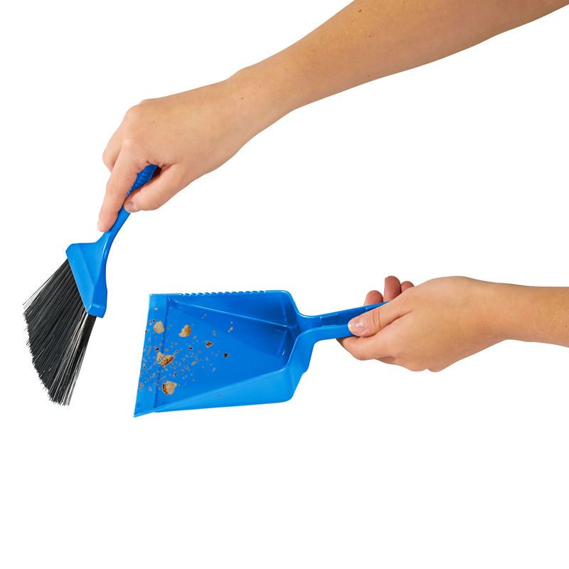 Genialo Mini-Besen und Kehrschaufel aus Kunststoff in Blau und Schwarz - Bild 3