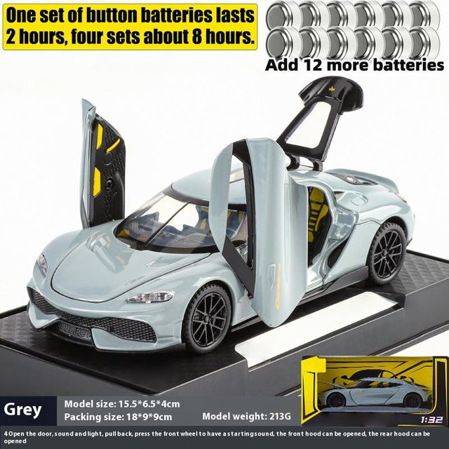 Linyi toy car Gemera Gt Super Sportwagen, Druckgussmodell, 1:32, mit Licht und Sound, ab 18 Jahren - Bild 1
