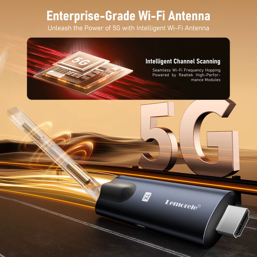 Lemorele Kabelloser HDMI-Sender und -Empfänger in Schwarz, 200 m Video-Transceiver mit geringer Latenz, Plug & Play HDMI-Extender für PC, TV und Projektor - Bild 2