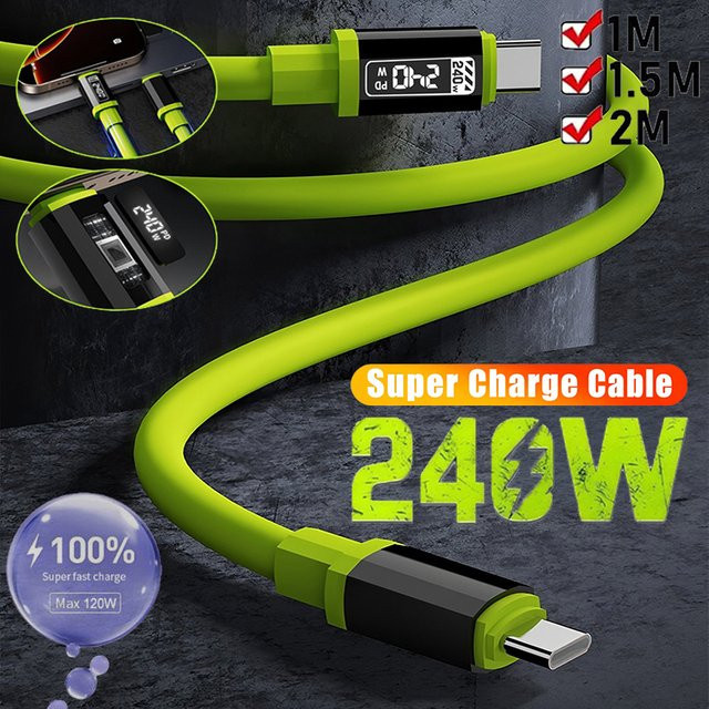 Xiaomi USB Typ-C zu Typ-C Silikonkabel 240W 10A Schnellladekabel Grün - Bild 1