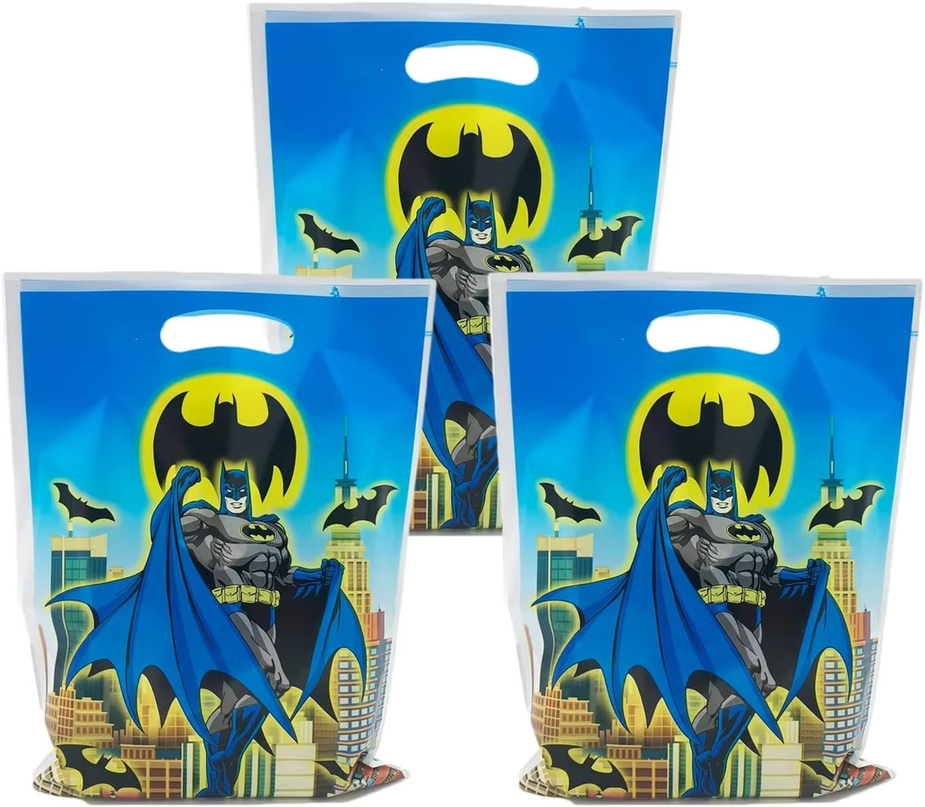 Batman Geschenktüten für Kindergeburtstag und Partydekoration Blau aus Kunststoff - Bild 3
