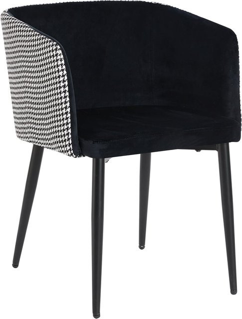 HTI-Living Stuhl Destin mit Armlehnen im Retro-Design aus Hahnentritt-Stoff in Schwarz-Weiß - Bild 1