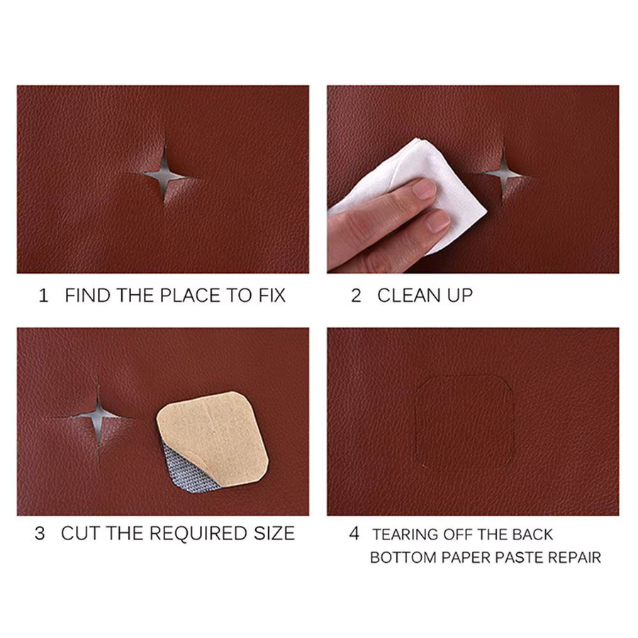 Selbstklebender Reparatur-Patch aus PU-Leder für Sofa und Polstermöbel in Beige - Bild 5
