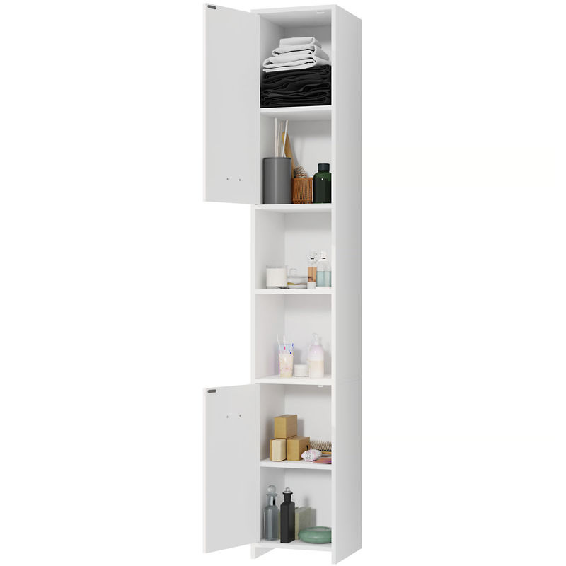 CASARIA Badezimmerhochschrank Neapel in Weiß mit Schranktüren und Regalfächern, H x B x T: 180 x 30 x 30 cm - Bild 2