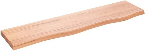 vidaXL Wandregal aus massivem Eichenholz in Hellbraun, rustikaler Stil, B/T/H: 80 x 20 x 2 cm