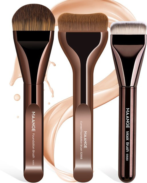 MAANGE Make-up-Pinsel Set, 3 Stück, Aluminiumrohr, Damen - Bild 1
