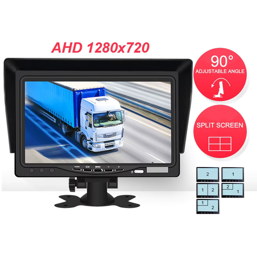 GreenYi LKW Rückfahrkamera Set mit 7 Zoll Monitor und 2 Kameras in Full HD 1080p, AHD Nachtsicht, Schwarz - Bild 2