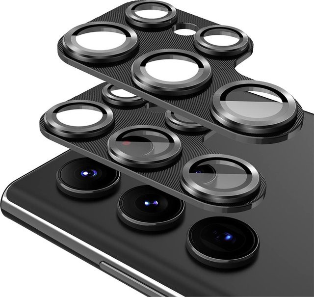 Luxus Kamera Schutz Film aus Glas und Aluminium Legierung für Samsung Galaxy S24, S23 Ultra und S22 Plus 5G in Schwarz und Grün - Bild 1