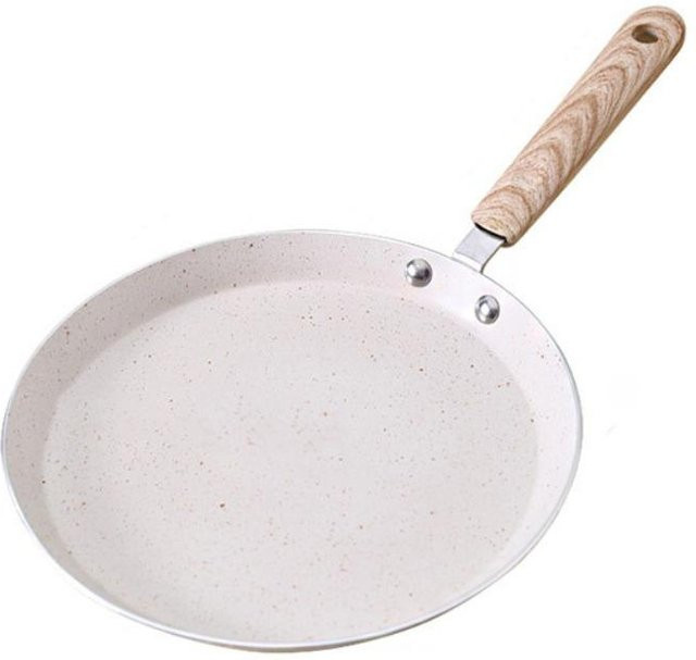 Zhongrong Antihaft Crêpe Pfanne mit Holzgriff für Induktionskochfelder, Weiß, Durchmesser: 22 cm - Bild 1