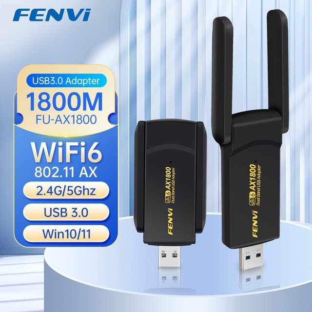 FENVI AX1800 WiFi 6 USB-Adapter Dual Band 2,4 GHz/5 GHz Wireless WiFi Receiver USB 3.0 Dongle Netzwerk Wi-Fi Karte für Laptop in Schwarz - Bild 1