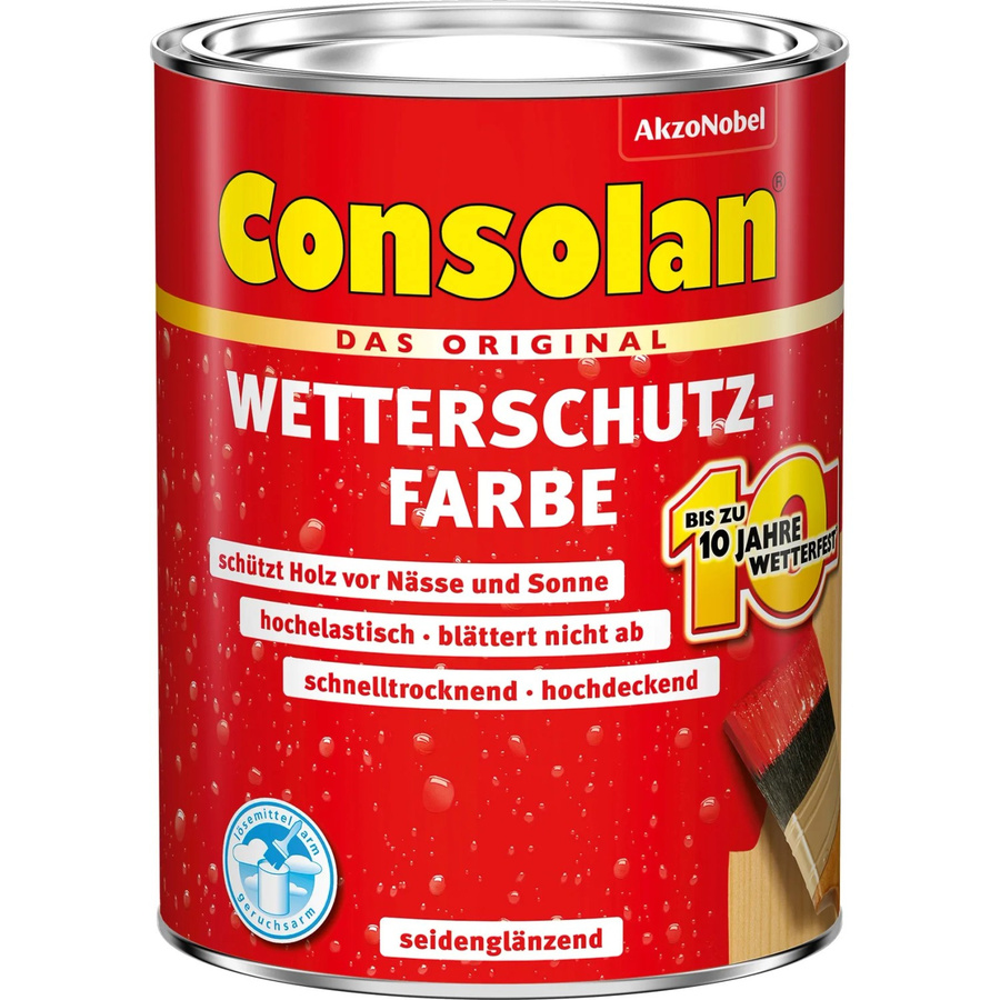 Consolan Wetterschutzfarbe für Holz in Schiefer Grau, seidenglänzend, 2,5 l - Bild 2