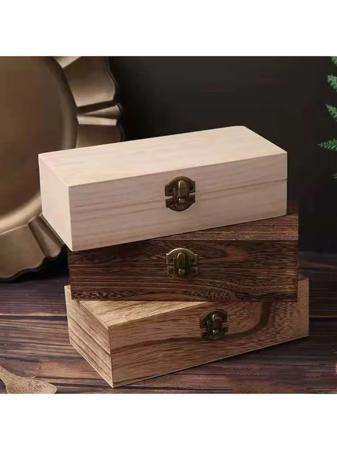 Retro Schmuckaufbewahrungsbox aus Holz in Braun und Weiß mit Schloss als Vintage Desktop-Organizer für Halsketten, Armbänder und Ringe, B/T/H: 10,0 x 6,0 x 0,0 cm - Bild 4