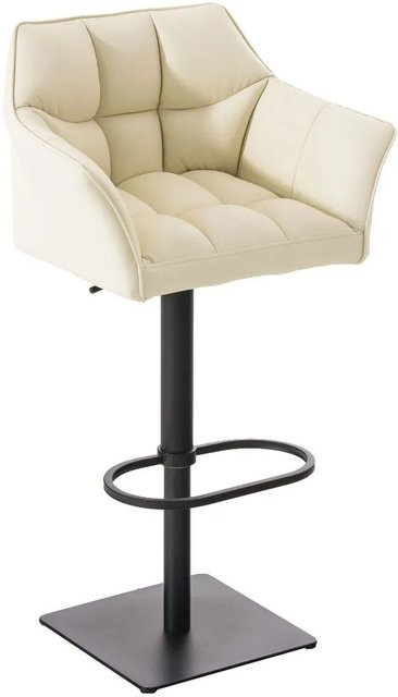 DELUKE Barhocker SIHAR in Creme und Schwarz, höhenverstellbarer Barstuhl aus Kunstleder mit Lehne und 360 Grad Drehbarkeit, B/T/H: 64 x 45 x 88 cm - Bild 1