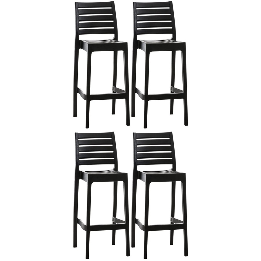 4er Set Barhocker DELUKE TURAM aus Kunststoff in Schwarz mit Lehne, stapelbar, B/T/H: 45 x 51 x 105 cm - Bild 2