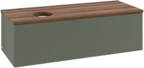 V&B Antao Waschtischunterschrank mit Frontstruktur und LED-Beleuchtung, Wandmontage, Farbe: Weiß/Grau/Grün, B/T/H: 120 x 36 x 50 cm - Bild 1