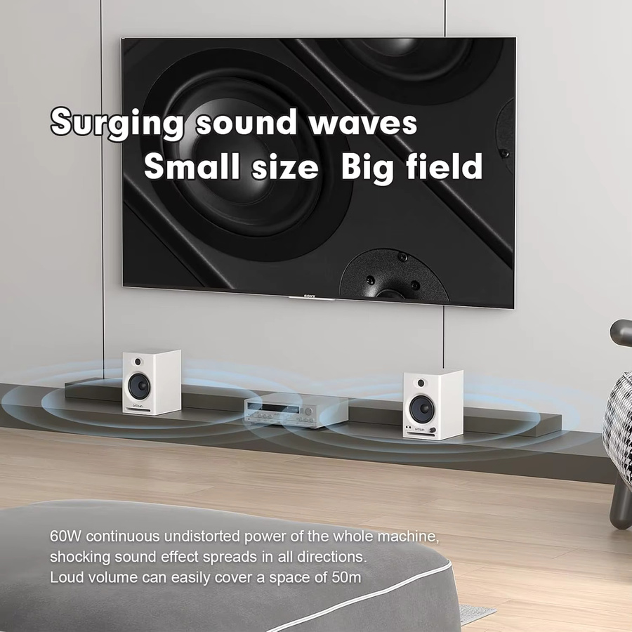 Ortizan Audio Bookshelf Aktivlautsprecher Studio Monitor mit Bluetooth 5.3 und USB DAC für Computer, TV und HiFi-Systeme - Bild 4