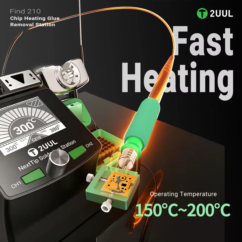 2UUL FD40 Find 210 MINI Chip-Heizstation in Grün zur Klebstoffentfernung für Mobiltelefon-IC-Chip Reparaturen - Bild 2
