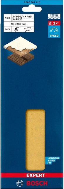 Bosch Expert C470 Schleifblatt-Set für Schwingschleifer, gelocht, Körnung 60-120, 10-teilig - Bild 1