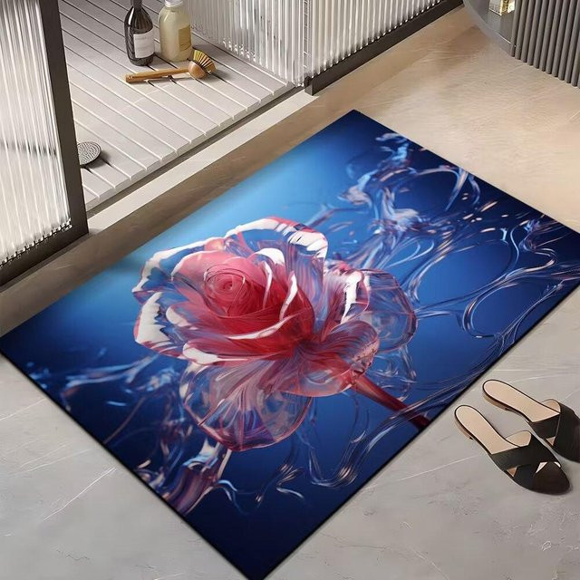 Saugfähige und rutschfeste Badezimmer-Fußmatte von Yiran Furniture in Blau, B/B: 40 x 60 cm - Bild 1