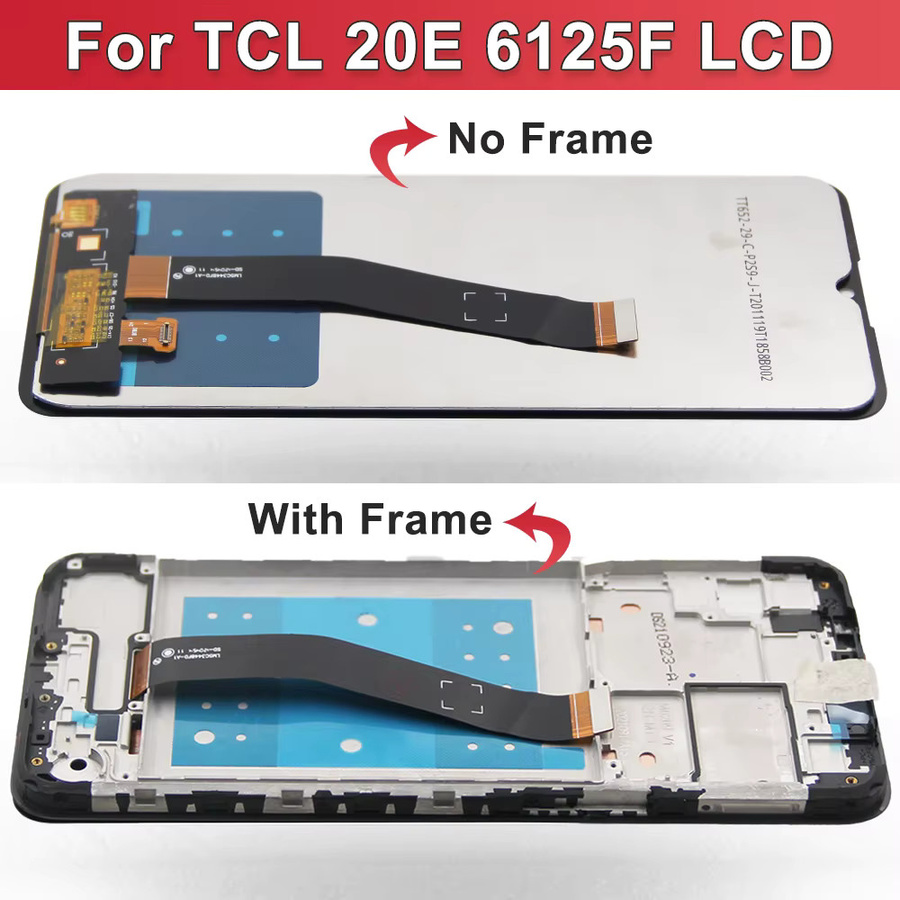 TCL 20E LCD Display Touchscreen Rahmen Digitizer Montage Ersatz in Schwarz mit 6,52 Zoll für Modelle 6125F, 6125D, 6125H - Bild 1