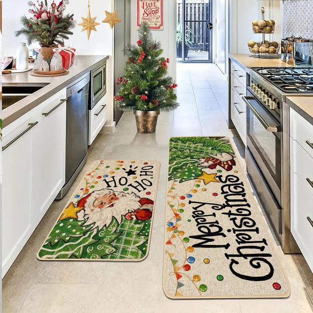 VIKAMA Weihnachtsbaum Kristall Samt Teppich für Flur, Eingangshalle oder Badezimmer - Bild 1