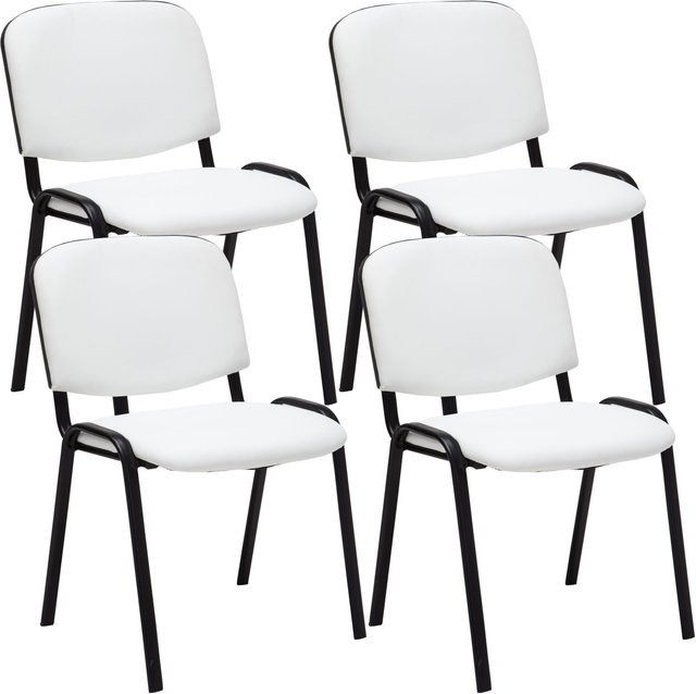 CLP 4er Set Besucherstühle Ken aus Kunstleder mit robustem Metallgestell, stapelbare Polsterstühle mit Rückenlehne - Bild 1