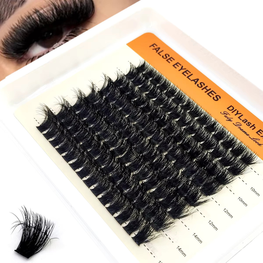 HBZGTLAD 8 Reihen 5D Flauschige Cluster Wimpern, Black, Unisex - Bild 4