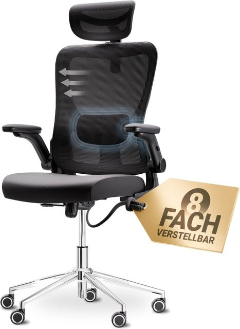 Ergonomischer Bürostuhl LUTIVO Bravo in Schwarz mit Mesh-Rückenlehne und Armlehnen - Bild 1