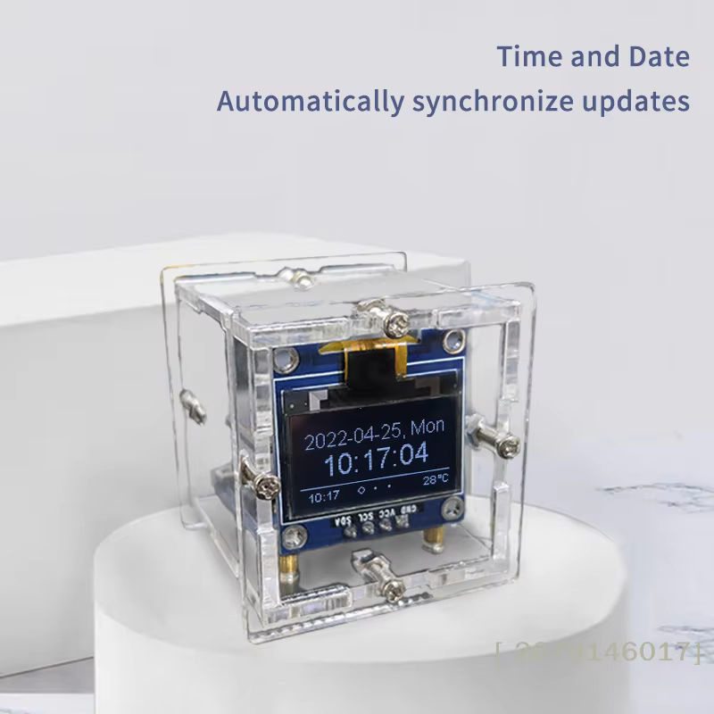 KOQZM ESP8266 MINI WLAN Digitaluhr und Wetterstation als DIY Lötset aus transparentem Kunststoff - Bild 4