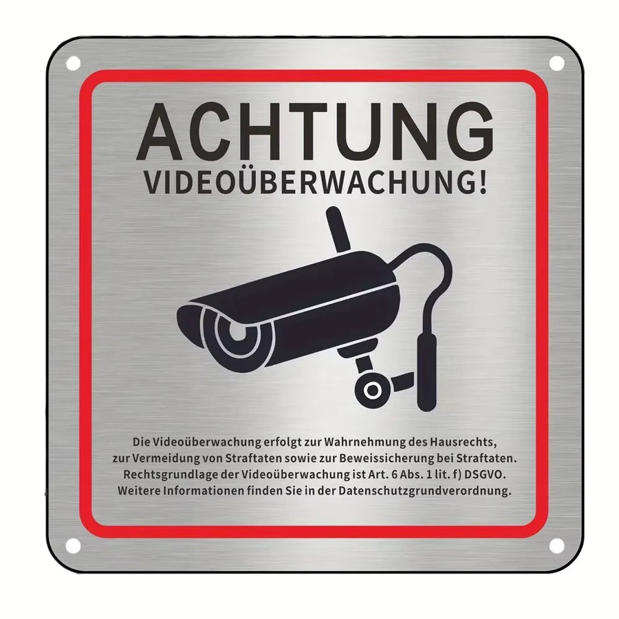CIFBUY Aluminium-Sicherheitswarnschild Achtung Videoüberwachung mit Kamera Symbol - Bild 3