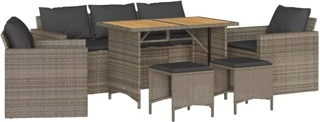 vidaXL 6-tlg Garten-Sofagarnitur aus grauem Poly-Rattan mit Kissen und pulverbeschichtetem Stahlgestell - Bild 1
