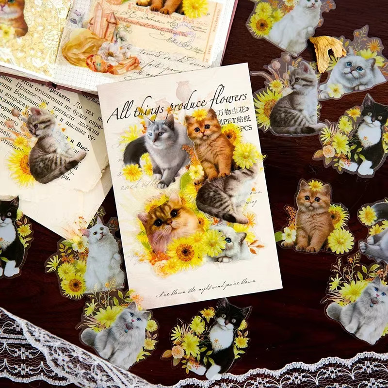30 DIY Haustier-Collage-Aufkleber für Scrapbooking und Dekoration, Motiv Katzen, Farben: Rot und Mehrfarbig - Bild 3