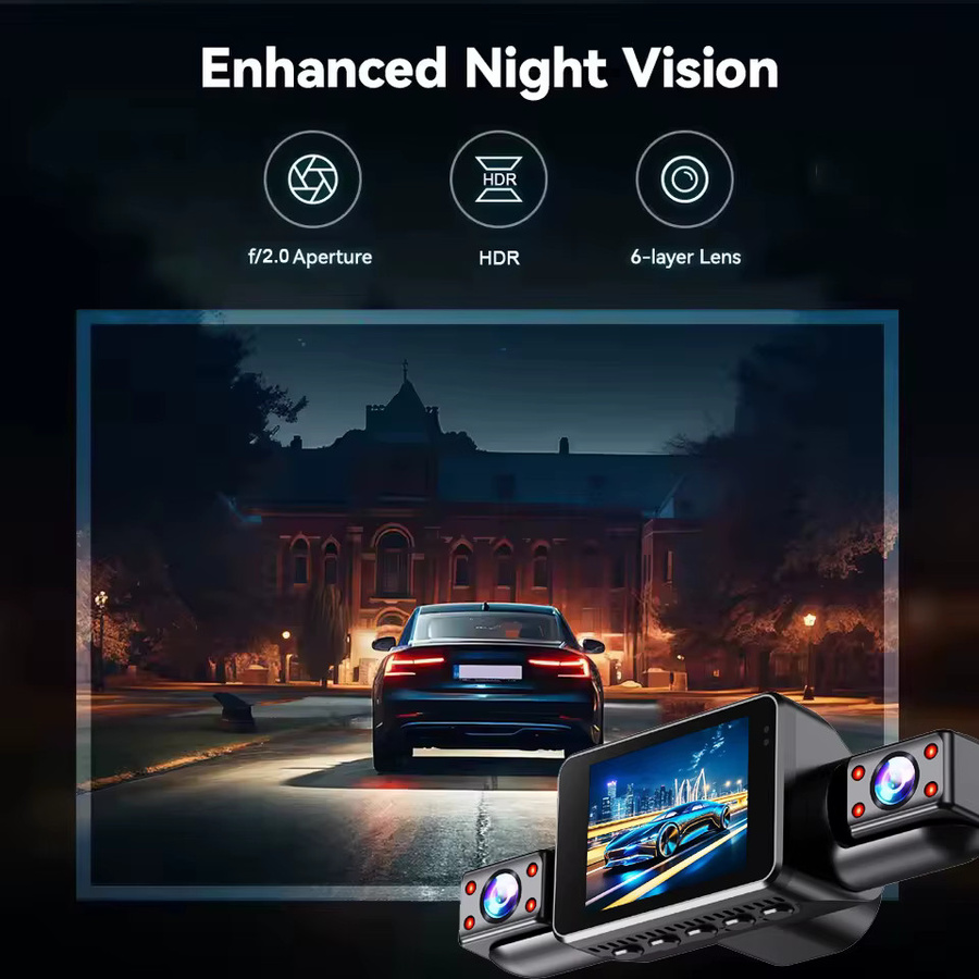 GMAIPOP 4-Kanal-Dashcam in Schwarz mit Nachtsicht, 24/7 Parkmonitor, G-Sensor und Loop-Aufnahme - Bild 3