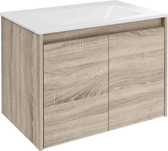 Fackelmann Waschtisch-Set Compact Line Waschtischunterschrank mit 2 Türen, Sonoma Eiche, B/H/T: 71 x 51,5 x 46,5 cm - Bild 1
