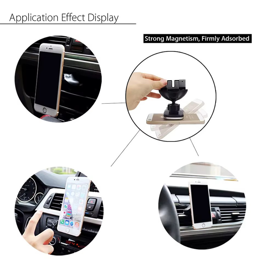 Xnyocn Magnetische Universal Handyhalterung für das Auto mit 360 Grad Drehung für CD-Schlitz oder Lüftungsschlitz in Schwarz - Bild 3