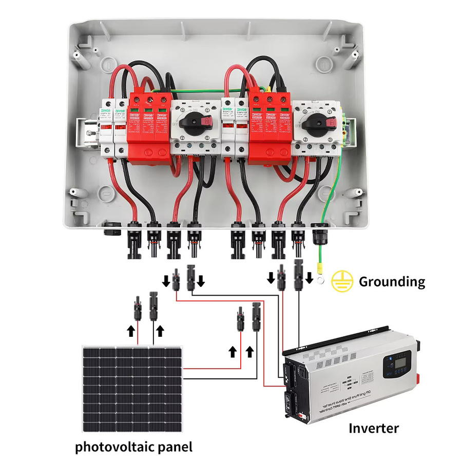 DIY GO PV-Kombinatorbox mit Blitzschutzsicherung und MCB, IP65 wasserdicht, 2 Eingänge, 2 Ausgänge, DC 1000 V, Weiß - Bild 4
