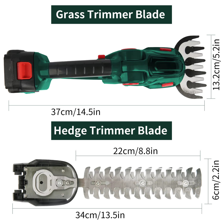 2-in-1 Elektrische Heckenschere und Grasschere von Makita mit 20000 U/min für 24V Akku, blau und grün - Bild 6