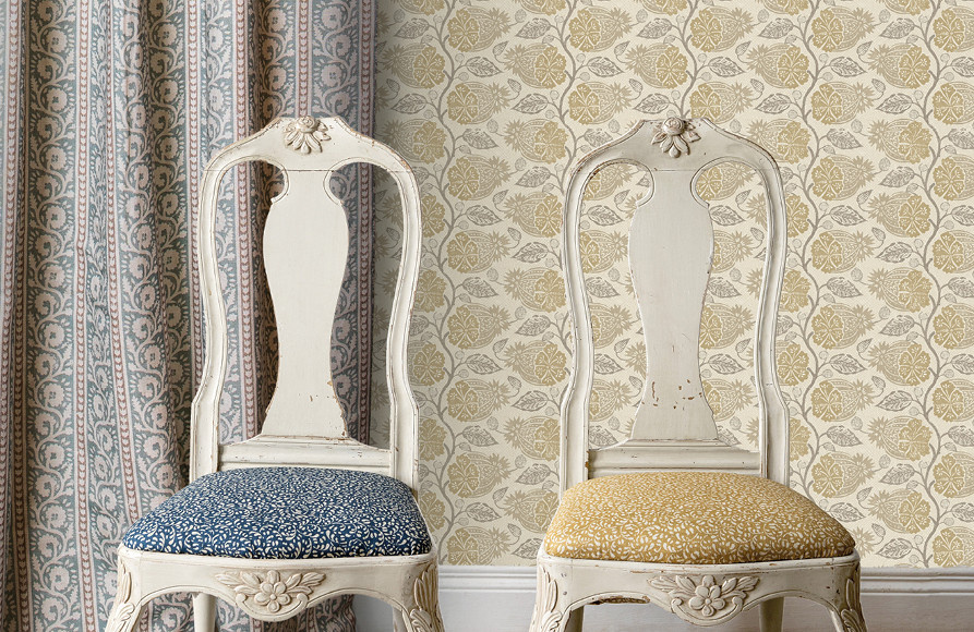 GP & J Baker Tapete Calcot Botanical Floral in Sand/Beige/Gelb, Vlies-Tapete im klassischen Design - Bild 1