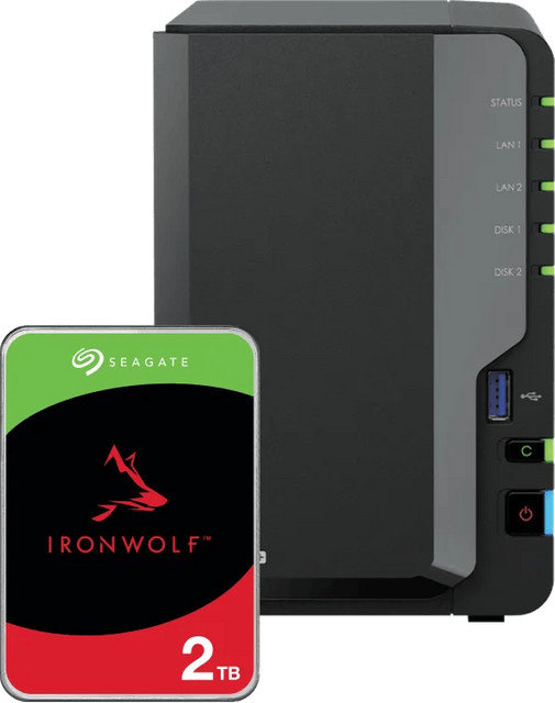 Synology DS225+ NAS-System mit Seagate Ironwolf 2 TB HDD in Schwarz - Bild 1