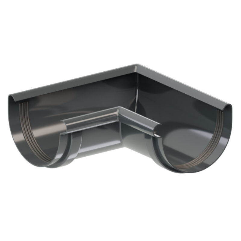 Blachotrapez GmbH PVC Dachrinnen Innenecke 90 Grad Halbrund Ø 130 mm in Anthrazit, Braun oder Grau - Bild 1