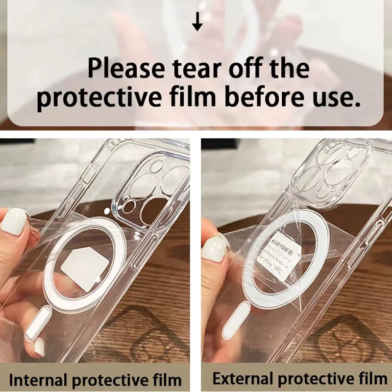 CYYWN MagSafe Magnetische Transparente Schutzhülle für iPhone 17 16 15 14 13 Pro Max Plus Stoßfestes PC Case in Transparent - Bild 3